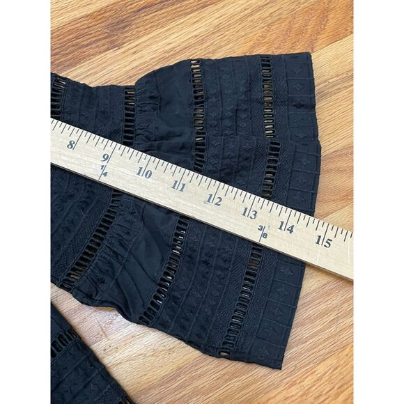 J. Crew Women's 2 Black Dress Cotton Shift Eyelet Flutter Sleeve Preppy Summer - Picture 9 of 11